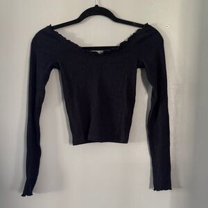 Abercrombie & Fitch Black Ribbed Long Sleeve Top
